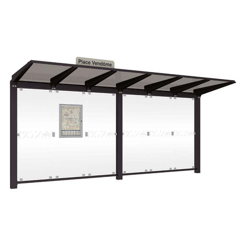 Cityscape Direct Venice Bus Shelter 5000mm length / Black (RAL 9005) / No Side Cladding