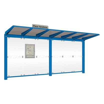 Cityscape Direct Venice Bus Shelter 5000mm length / Blue (RAL 5010) / No Side Cladding