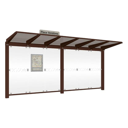Cityscape Direct Venice Bus Shelter 5000mm length / Brown (RAL 8017) / No Side Cladding