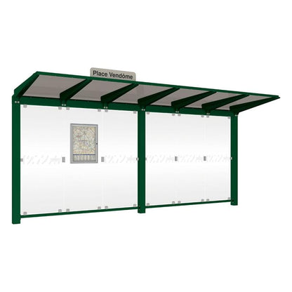 Cityscape Direct Venice Bus Shelter 5000mm length / Green (RAL 6005) / No Side Cladding