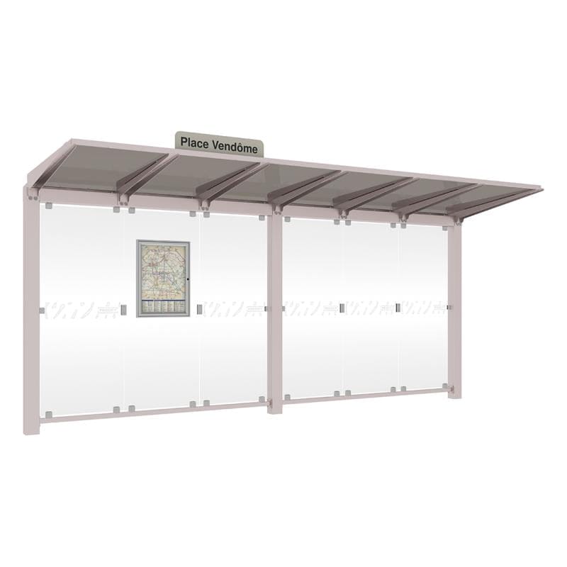 Cityscape Direct Venice Bus Shelter 5000mm length / Light Grey (RAL 7044) / No Side Cladding