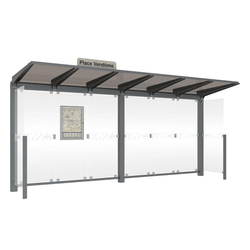 Cityscape Direct Venice Bus Shelter 5000mm length / Procity Grey / With Side Cladding
