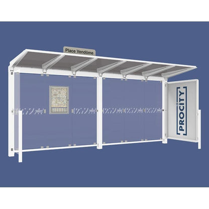 Cityscape Direct Venice Bus Shelter 5000mm length / White (RAL 9010) / with Advertising Board