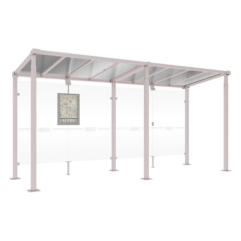 Cityscape Direct Milan Bus Shelter 5000mm / Light Grey (RAL 7044) / No side cladding