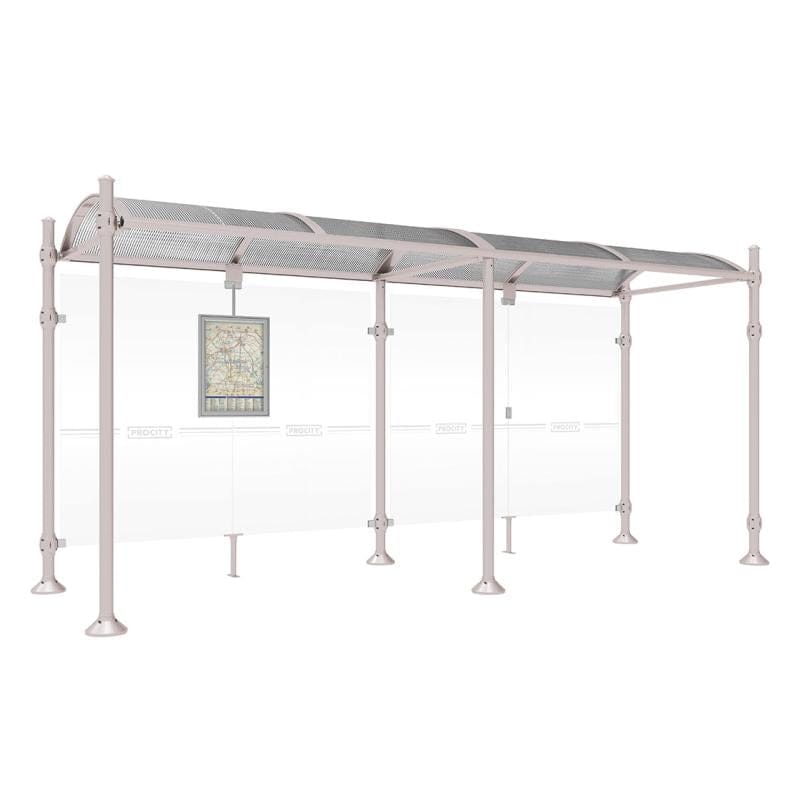 Cityscape Direct Province Agora Bus Shelter 5000mm / Light Grey (RAL 7044) / No side cladding
