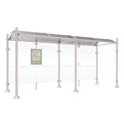 Cityscape Direct Province Agora Bus Shelter 5000mm / Light Grey (RAL 7044) / No side cladding