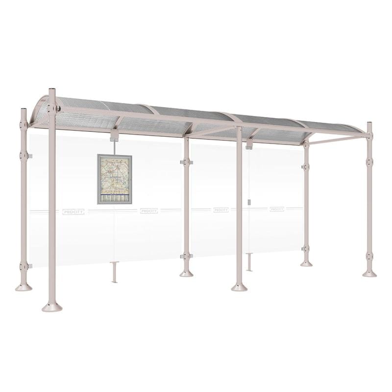 Cityscape Direct Province Brushed Steel Bus Shelter 5000mm / Light Grey (RAL 7044) / No side cladding