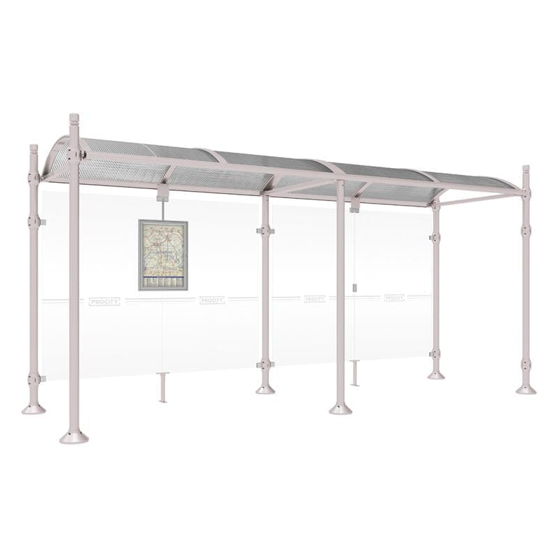 Cityscape Direct Province City Bus Shelter 5000mm / Light Grey (RAL 7044) / No side cladding