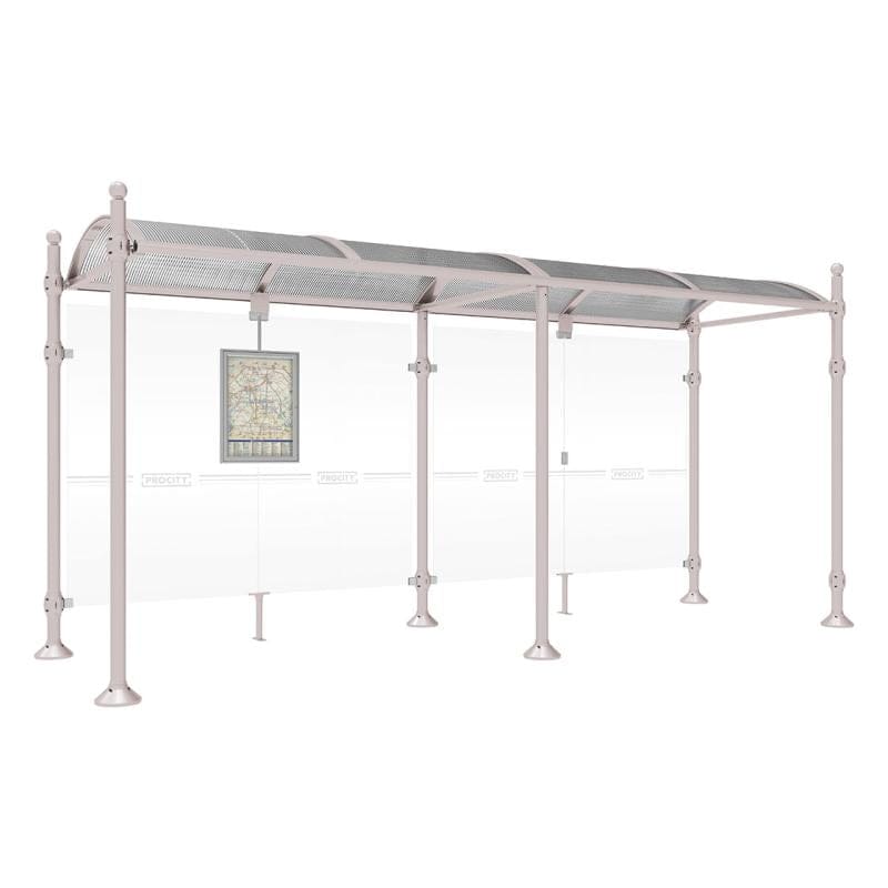 Cityscape Direct Province Sphere Bus Shelter 5000mm / Light Grey (RAL 7044) / No side cladding