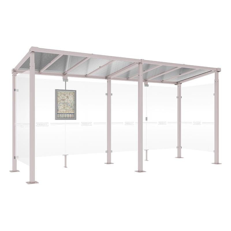Cityscape Direct Milan Bus Shelter 5000mm / Light Grey (RAL 7044) / With cladding on both sides