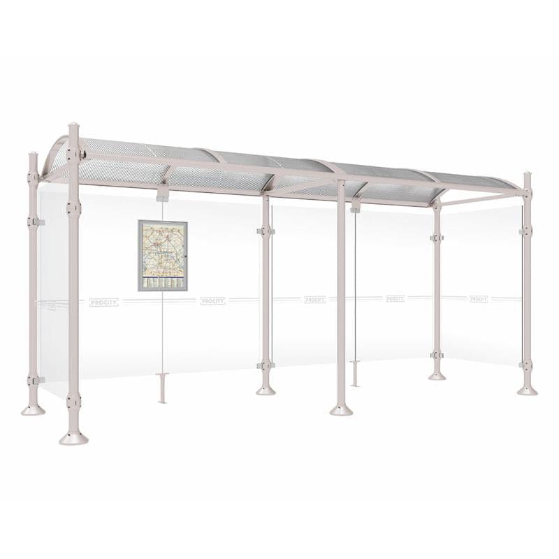 Cityscape Direct Province Agora Bus Shelter 5000mm / Light Grey (RAL 7044) / With cladding on both sides