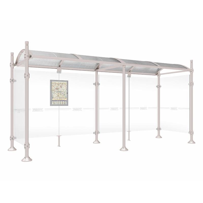 Cityscape Direct Province City Bus Shelter 5000mm / Light Grey (RAL 7044) / With cladding on both sides