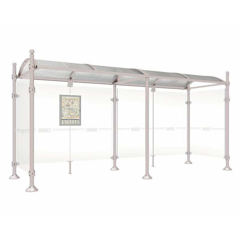 Cityscape Direct Province Sphere Bus Shelter 5000mm / Light Grey (RAL 7044) / With cladding on both sides