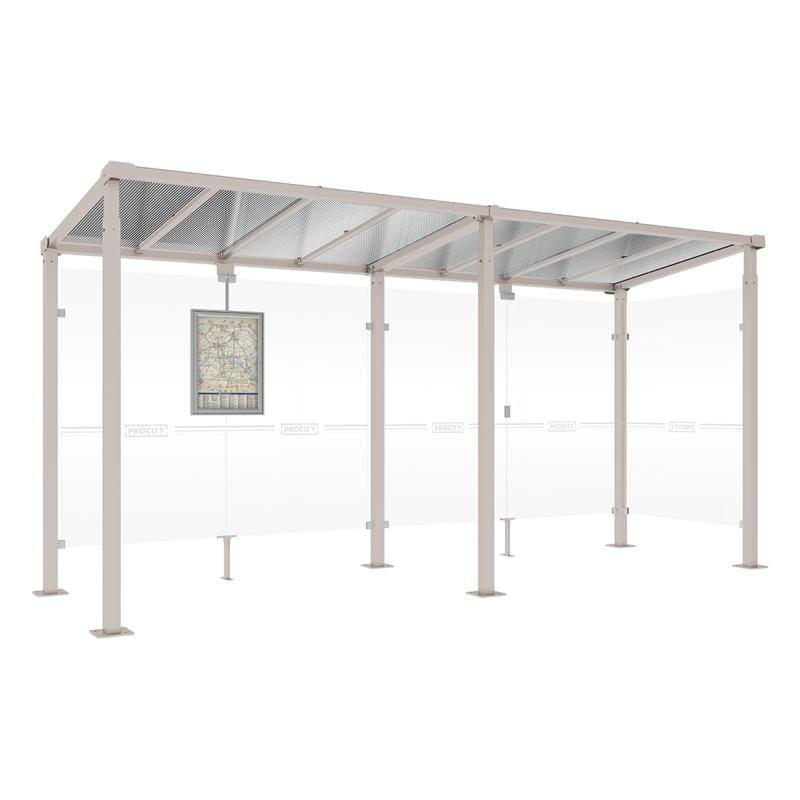 Cityscape Direct Milan Bus Shelter 5000mm / Light Grey (RAL 7044) / With cladding on one side