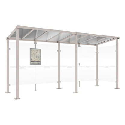Cityscape Direct Milan Bus Shelter 5000mm / Light Grey (RAL 7044) / With cladding on one side