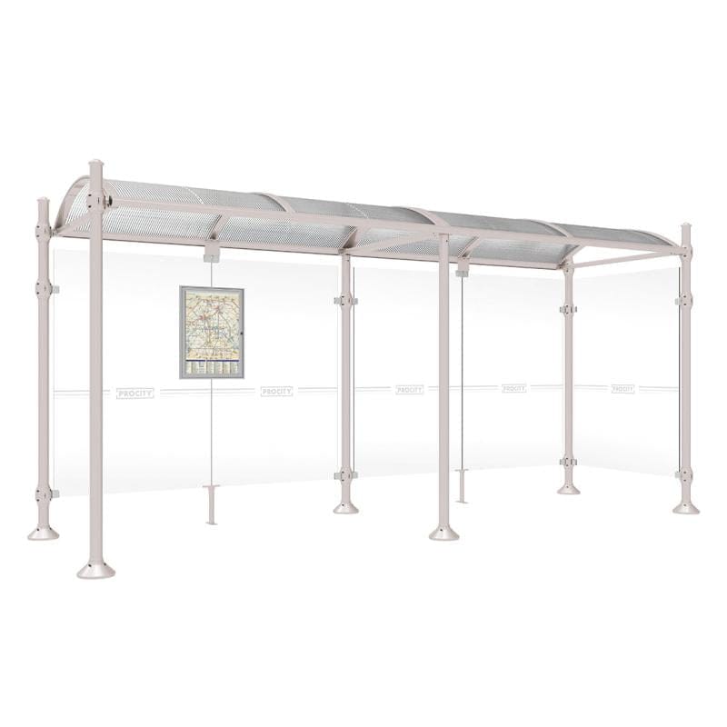 Cityscape Direct Province Agora Bus Shelter 5000mm / Light Grey (RAL 7044) / With cladding on one side