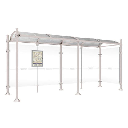 Cityscape Direct Province Agora Bus Shelter 5000mm / Light Grey (RAL 7044) / With cladding on one side