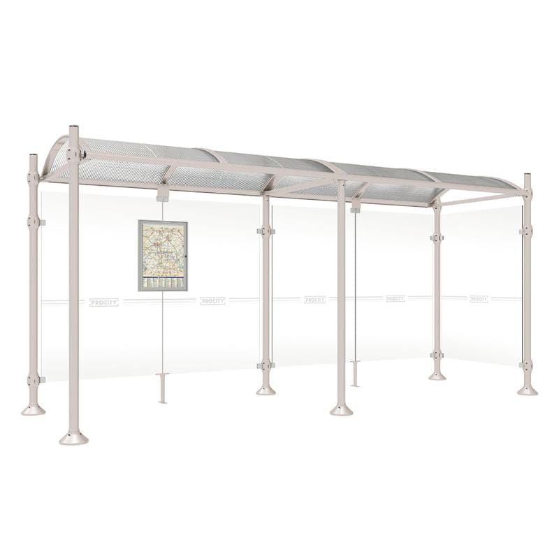 Cityscape Direct Province Brushed Steel Bus Shelter 5000mm / Light Grey (RAL 7044) / With cladding on one side