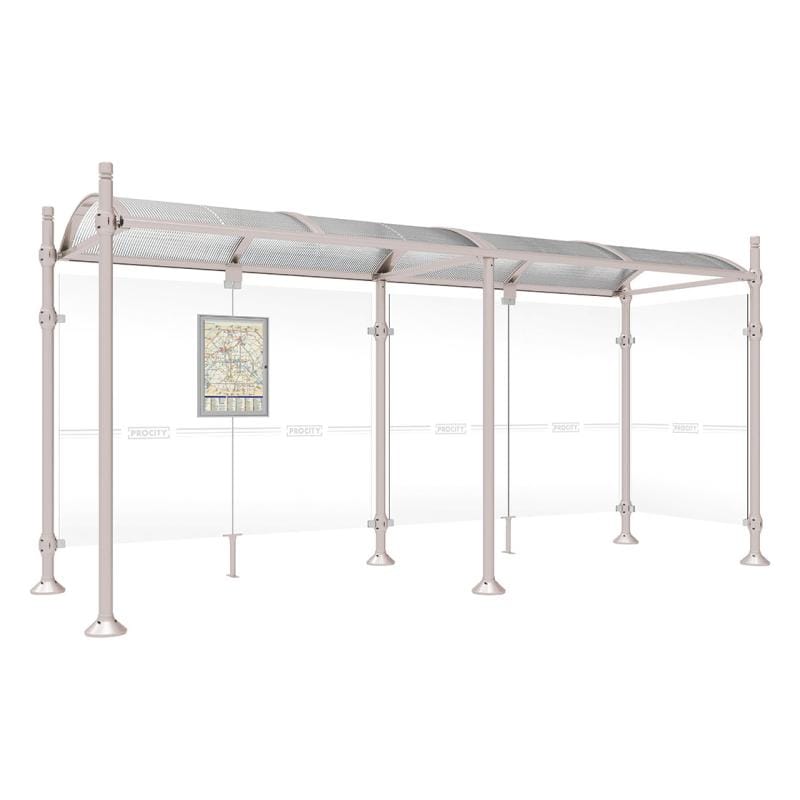 Cityscape Direct Province City Bus Shelter 5000mm / Light Grey (RAL 7044) / With cladding on one side