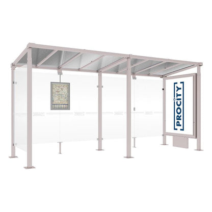Cityscape Direct Milan Bus Shelter 5000mm / Light Grey (RAL 7044) / With lightbox and cladding