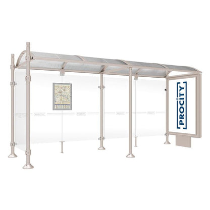 Cityscape Direct Province City Bus Shelter 5000mm / Light Grey (RAL 7044) / With lightbox and cladding