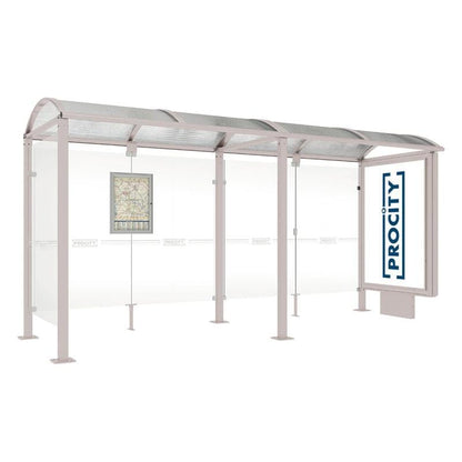 Cityscape Direct Voute Bus Shelter 5000mm / Light Grey (RAL 7044) / With lightbox and cladding
