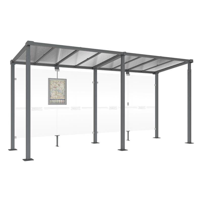 Cityscape Direct Milan Bus Shelter 5000mm / Procity Grey / No side cladding