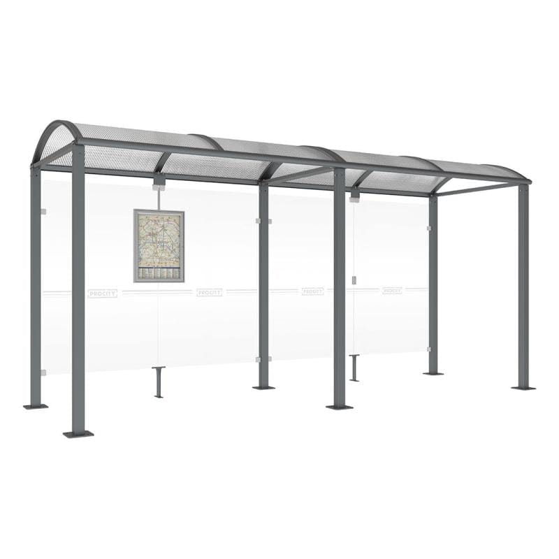 Cityscape Direct Voute Bus Shelter 5000mm / Procity Grey / No side cladding