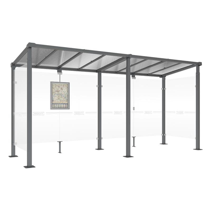 Cityscape Direct Milan Bus Shelter 5000mm / Procity Grey / With cladding on both sides