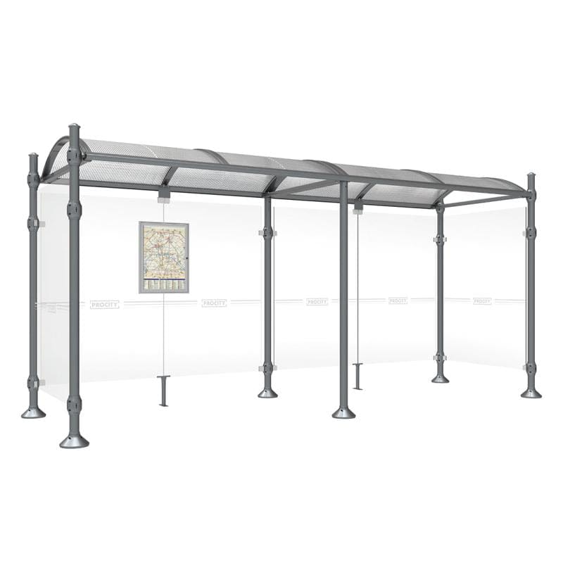Cityscape Direct Province Agora Bus Shelter 5000mm / Procity Grey / With cladding on both sides