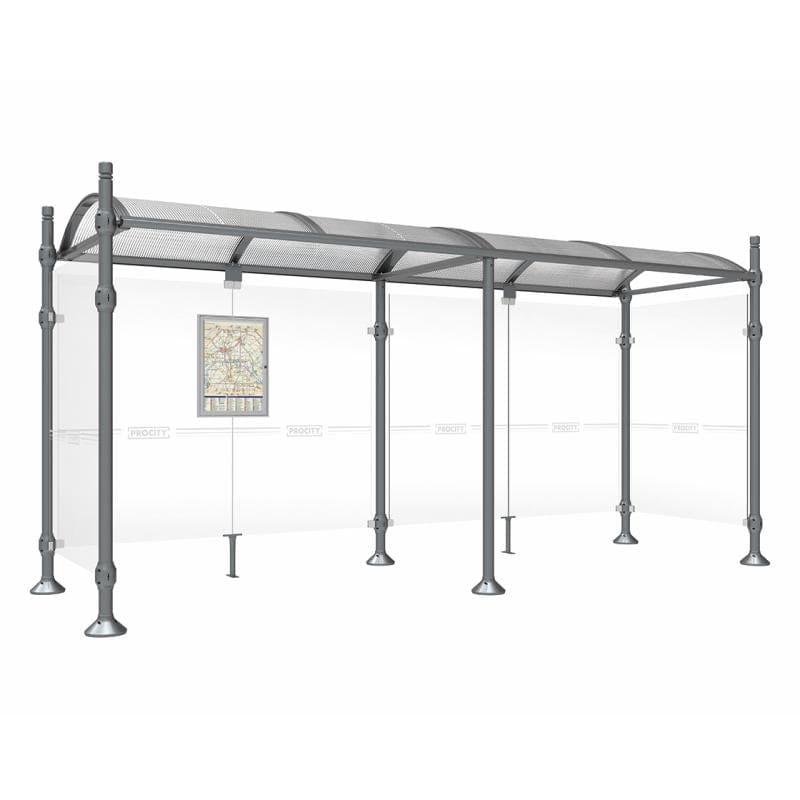 Cityscape Direct Province City Bus Shelter 5000mm / Procity Grey / With cladding on both sides