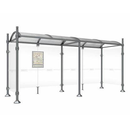 Cityscape Direct Province City Bus Shelter 5000mm / Procity Grey / With cladding on both sides