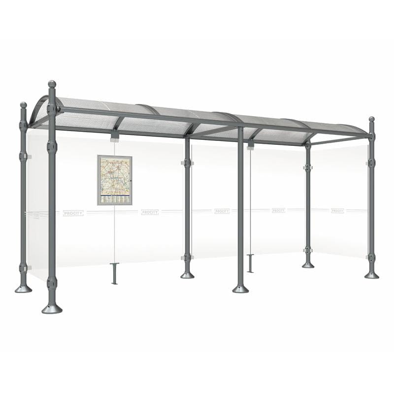 Cityscape Direct Province Sphere Bus Shelter 5000mm / Procity Grey / With cladding on both sides