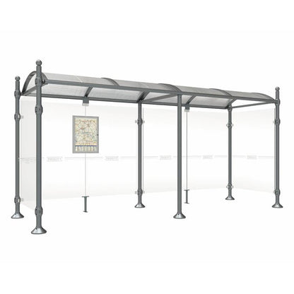Cityscape Direct Province Sphere Bus Shelter 5000mm / Procity Grey / With cladding on both sides
