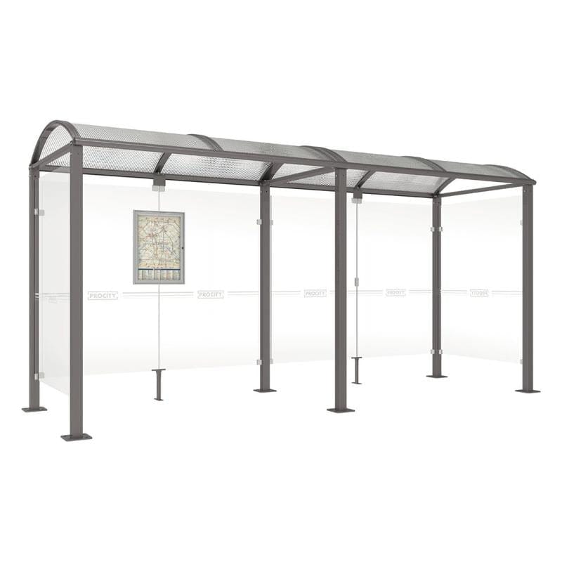 Cityscape Direct Voute Bus Shelter 5000mm / Procity Grey / With cladding on both sides