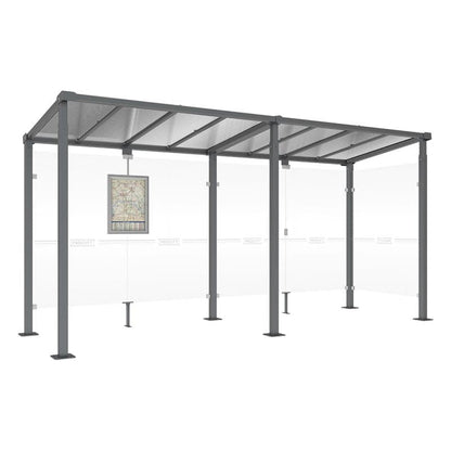 Cityscape Direct Milan Bus Shelter 5000mm / Procity Grey / With cladding on one side