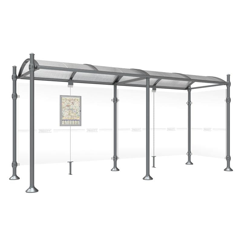 Cityscape Direct Province Agora Bus Shelter 5000mm / Procity Grey / With cladding on one side