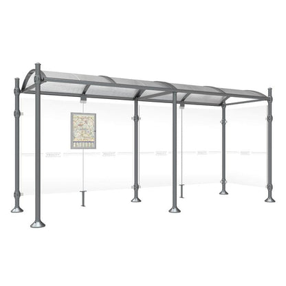 Cityscape Direct Province Agora Bus Shelter 5000mm / Procity Grey / With cladding on one side