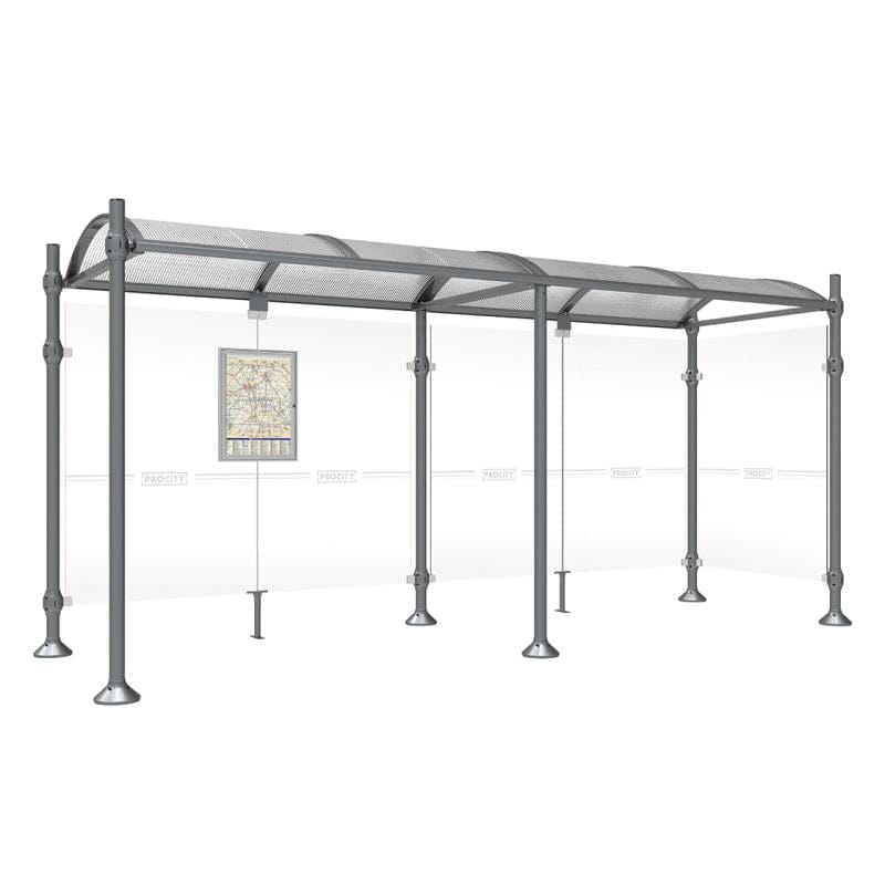 Cityscape Direct Province Brushed Steel Bus Shelter 5000mm / Procity Grey / With cladding on one side