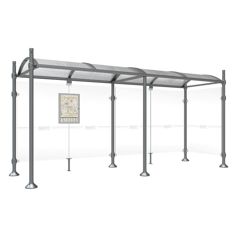 Cityscape Direct Province City Bus Shelter 5000mm / Procity Grey / With cladding on one side