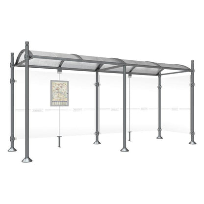 Cityscape Direct Province City Bus Shelter 5000mm / Procity Grey / With cladding on one side