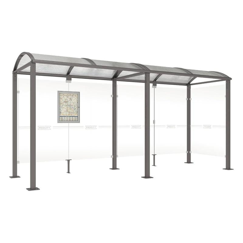 Cityscape Direct Voute Bus Shelter 5000mm / Procity Grey / With cladding on one side
