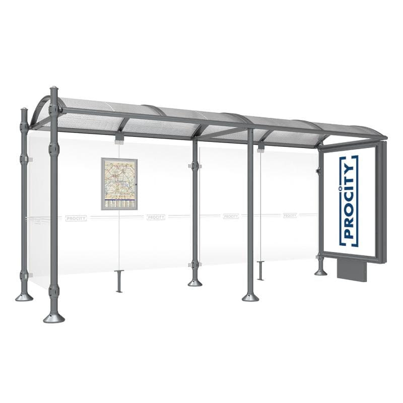 Cityscape Direct Province Agora Bus Shelter 5000mm / Procity Grey / With lightbox and cladding