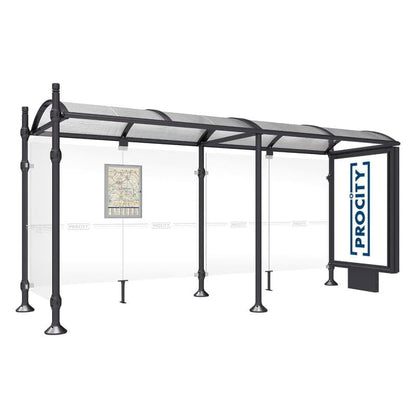 Cityscape Direct Province City Bus Shelter 5000mm / Procity Grey / With lightbox and cladding