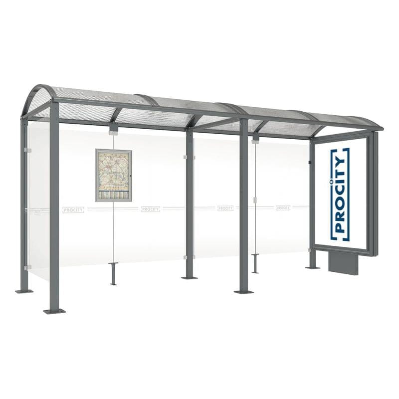 Cityscape Direct Voute Bus Shelter 5000mm / Procity Grey / With lightbox and cladding