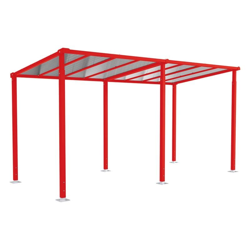 Cityscape Direct Milan Walkway Shelter 5000mm / Red (RAL 3020) / No Required