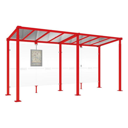 Cityscape Direct Milan Bus Shelter 5000mm / Red (RAL 3020) / No side cladding
