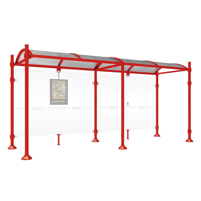 Cityscape Direct Province Agora Bus Shelter 5000mm / Red (RAL 3020) / No side cladding