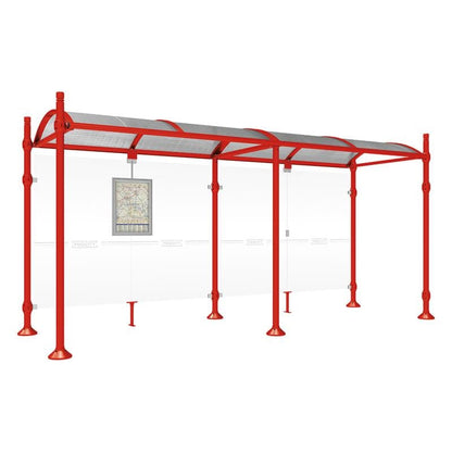 Cityscape Direct Province City Bus Shelter 5000mm / Red (RAL 3020) / No side cladding