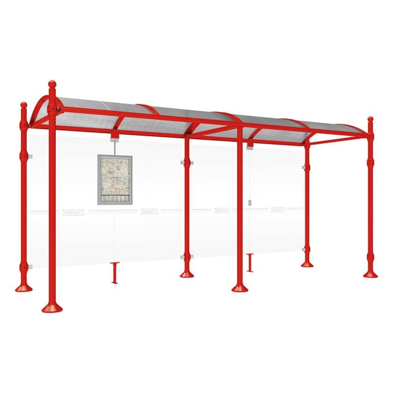 Cityscape Direct Province Sphere Bus Shelter 5000mm / Red (RAL 3020) / No side cladding